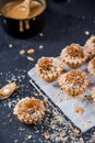 Making omemade caramel cupcakes with walnuts Royalty Free Stock Photo