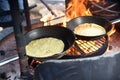 Campfire pancakes Royalty Free Stock Photo