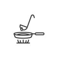 Making pancakes on frying pan line icon Royalty Free Stock Photo
