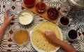 Making pancakes on Shrove Tuesday Royalty Free Stock Photo