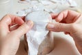 Making papier mache Royalty Free Stock Photo