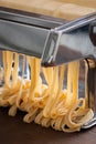 Making pasta with traditional machine Royalty Free Stock Photo