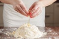 Making Pastry Dough for Hungarian Cake. Series. A baker mixing f