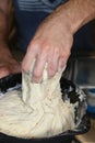 Making pizza dough! Italian Pizza restaurant business front cover for magazine or books. Royalty Free Stock Photo