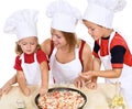 Making pizza with the kids Royalty Free Stock Photo