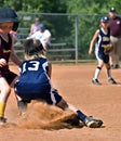 Making a Play at First Base Royalty Free Stock Photo