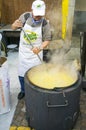 Making polenta. Color image