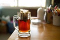 Making pour over coffee in a beer mug at home