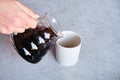 Making pour-over coffee with a hario V60 dripper Royalty Free Stock Photo
