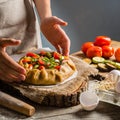 Making ratatouille galette pie Royalty Free Stock Photo