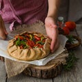 Making ratatouille galette pie Royalty Free Stock Photo