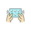 Making a rustle for asmr color line icon. Eating show. Autonomous sensory meridian response, sound waves as a symbol of enjoying