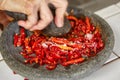 Making sambal Royalty Free Stock Photo