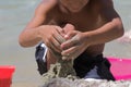 Making sand castles Royalty Free Stock Photo