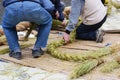 Making Shimenawa in Japanese shrine