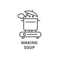 Making soup line icon, outline sign, linear symbol, vector, flat illustration