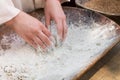 Making spelled (einkorn) bread Royalty Free Stock Photo