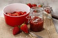 Making strawberry jam Royalty Free Stock Photo