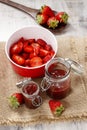 Making strawberry jam Royalty Free Stock Photo