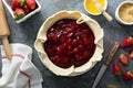 Making strawberry pie Royalty Free Stock Photo