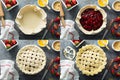 Making strawberry pie process collage Royalty Free Stock Photo