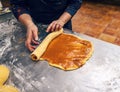 Making sweet homemade salted caramel babka