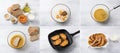 Making sweet pumpkin cinnamon ginger toast, collage, step by step, diy, ingredients, cooking steps, final dish on light