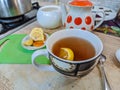 Making tea. kettle. boiling water for tea. Royalty Free Stock Photo