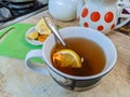 Making tea. kettle. boiling water for tea. Royalty Free Stock Photo