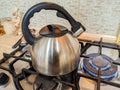 Making tea. kettle.  brew tea Royalty Free Stock Photo