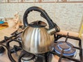 Making tea. kettle.  brew tea Royalty Free Stock Photo