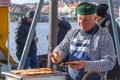 Making toasts at Prague farmers market