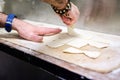 Making torta frita from bread dough