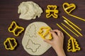 Making toys for Christmas decorations from salt dough. Step 4 Royalty Free Stock Photo