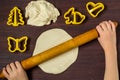 Making toys for Christmas decorations from salt dough. Step 3 Royalty Free Stock Photo