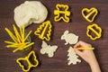 Making toys for Christmas decorations from salt dough. Step 6 Royalty Free Stock Photo