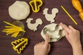 Making toys for Christmas decorations from salt dough. Step 5 Royalty Free Stock Photo