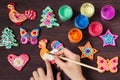 Making toys for Christmas decorations from salt dough. Step 7 Royalty Free Stock Photo