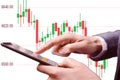 Making trading online on the smart phone Royalty Free Stock Photo