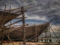 The making of traditional boat Phinisi in Tanaberu, South Sulawesi, Indonesia, Asia Royalty Free Stock Photo