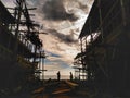 The making of traditional boat Phinisi in Tanaberu, South Sulawesi, Indonesia, Asia Royalty Free Stock Photo