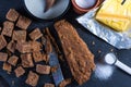 Making traditional homemade fudge toffee from ingredients