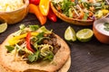 Making typical latin street food, mexican taco Royalty Free Stock Photo