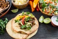 Making typical latin street food, mexican taco Royalty Free Stock Photo