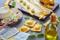 Making up delicious ravioli with ricotta cheese Royalty Free Stock Photo