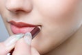 Making up lips contour Royalty Free Stock Photo