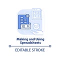 Making and using spreadsheets light blue concept icon