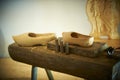 Making wooden shoes Royalty Free Stock Photo