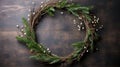 Making of wreath with wire- thread and spruce twigs