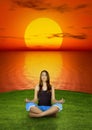 Making yoga at the sunset Royalty Free Stock Photo